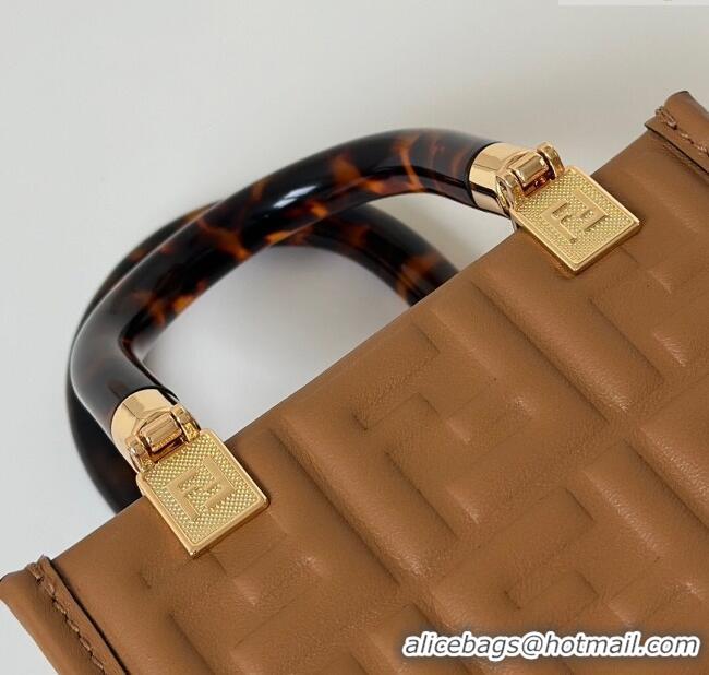 Good Taste Fendi Mini Sunshine Shopper Bag in FF Leather 8597S Brown 2025
