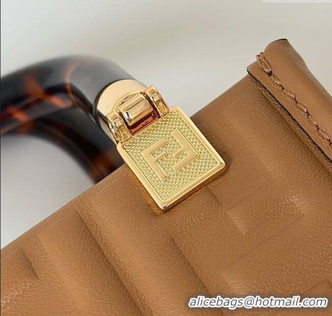 Good Taste Fendi Mini Sunshine Shopper Bag in FF Leather 8597S Brown 2025