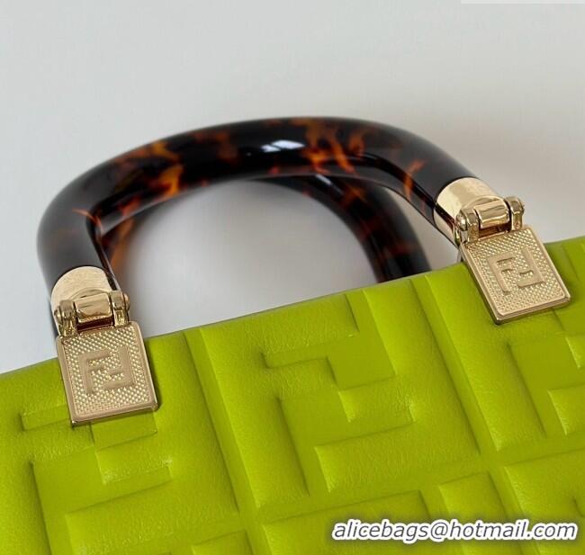 Top Grade Fendi Mini Sunshine Shopper Bag in FF Leather 8597S Green 2025