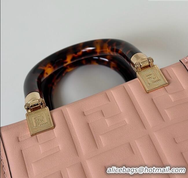 Good Quality Fendi Mini Sunshine Shopper Bag in FF Leather 8597S Light Pink 2025
