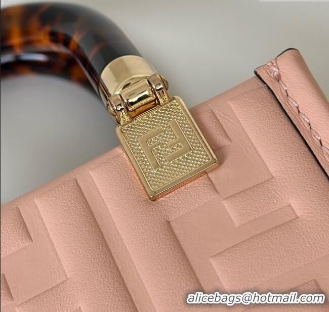 Good Quality Fendi Mini Sunshine Shopper Bag in FF Leather 8597S Light Pink 2025