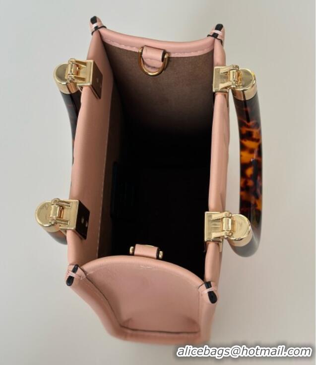 Good Quality Fendi Mini Sunshine Shopper Bag in FF Leather 8597S Light Pink 2025