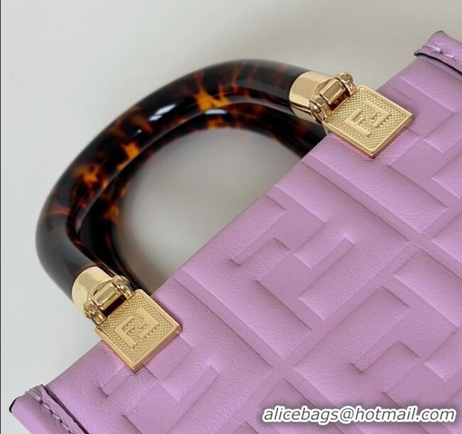 Good Looking Fendi Mini Sunshine Shopper Bag in FF Leather 8597S Purple 2025