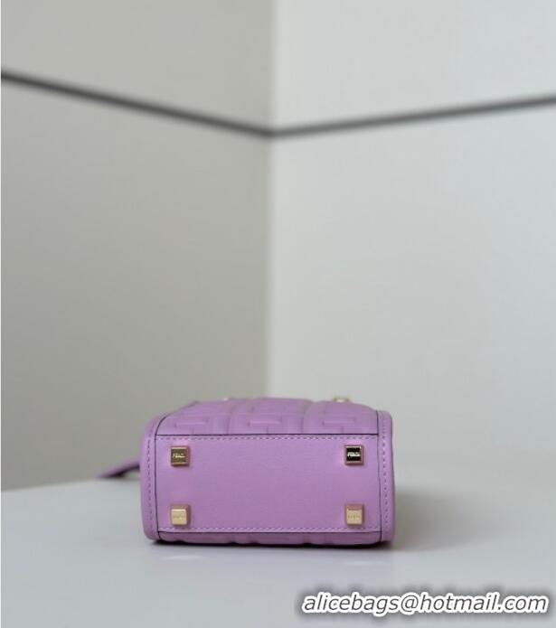 Good Looking Fendi Mini Sunshine Shopper Bag in FF Leather 8597S Purple 2025