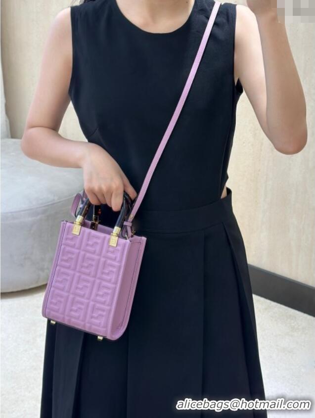 Good Looking Fendi Mini Sunshine Shopper Bag in FF Leather 8597S Purple 2025