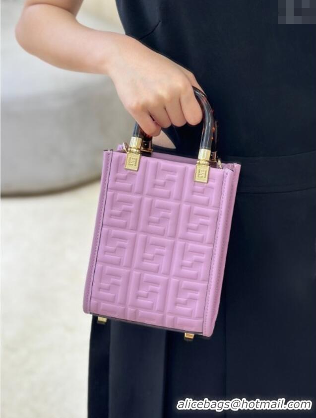 Good Looking Fendi Mini Sunshine Shopper Bag in FF Leather 8597S Purple 2025