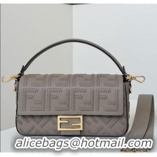 Well Crafted Fendi Baguette Medium Bag Cappuccino-colored leather bag with FF interlacing 8680 Grey 2025