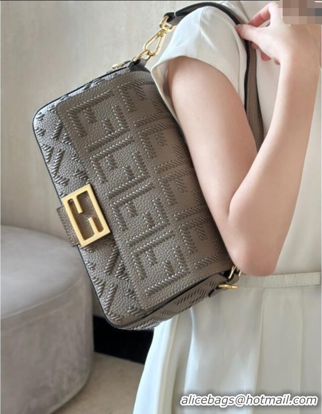 Well Crafted Fendi Baguette Medium Bag Cappuccino-colored leather bag with FF interlacing 8680 Grey 2025