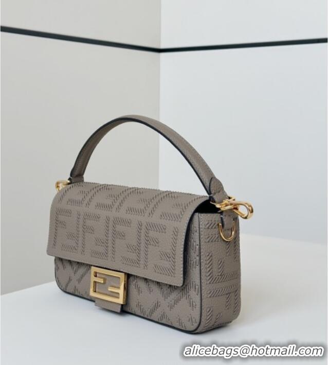 Well Crafted Fendi Baguette Medium Bag Cappuccino-colored leather bag with FF interlacing 8680 Grey 2025