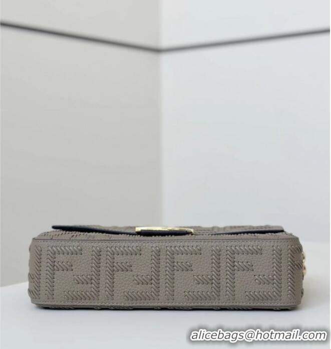 Well Crafted Fendi Baguette Medium Bag Cappuccino-colored leather bag with FF interlacing 8680 Grey 2025
