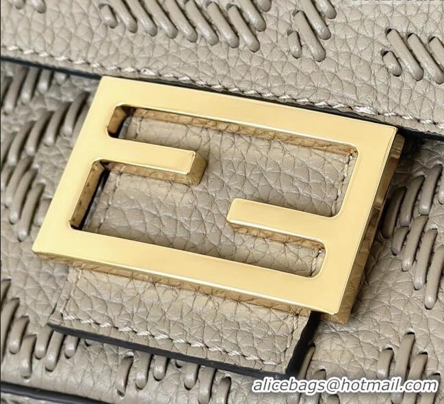 Well Crafted Fendi Baguette Medium Bag Cappuccino-colored leather bag with FF interlacing 8680 Grey 2025