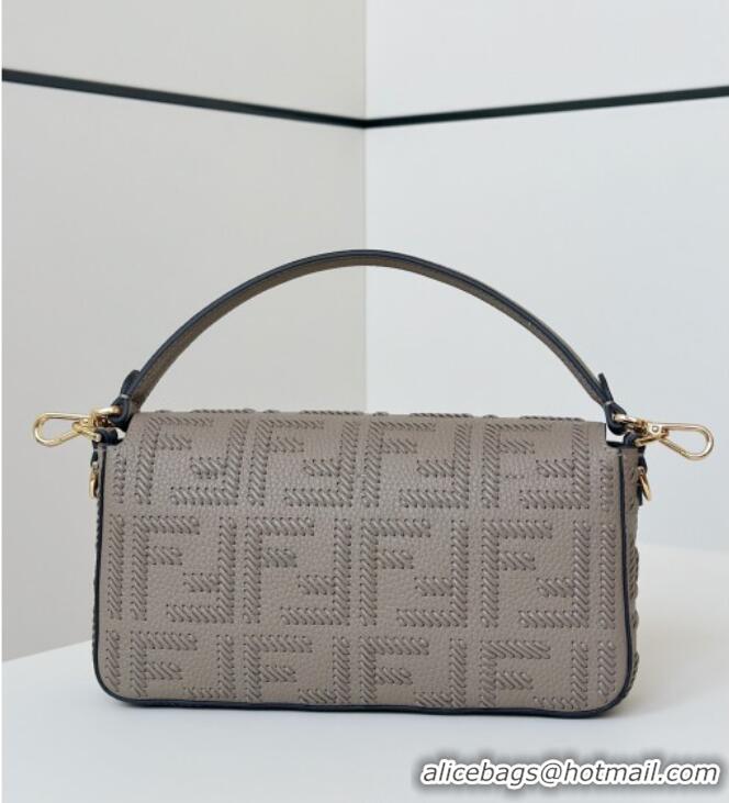 Well Crafted Fendi Baguette Medium Bag Cappuccino-colored leather bag with FF interlacing 8680 Grey 2025