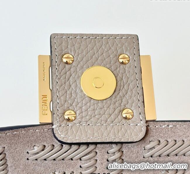Well Crafted Fendi Baguette Medium Bag Cappuccino-colored leather bag with FF interlacing 8680 Grey 2025