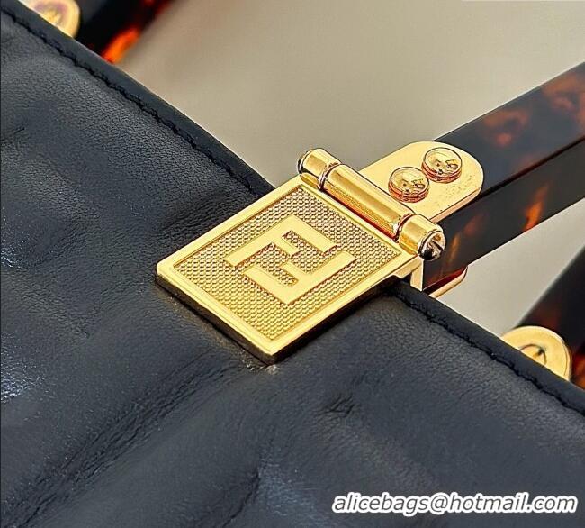 Famous Brand Fendi Sunshine Small Tote Bag in FF Leather 8618 Black 2025