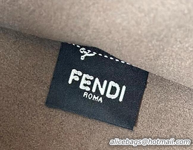 Shop Discount Fendi Sunshine Small Tote Bag in FF Leather 8618 White 2025