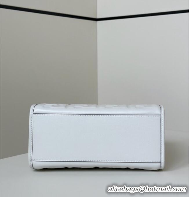 Shop Discount Fendi Sunshine Small Tote Bag in FF Leather 8618 White 2025