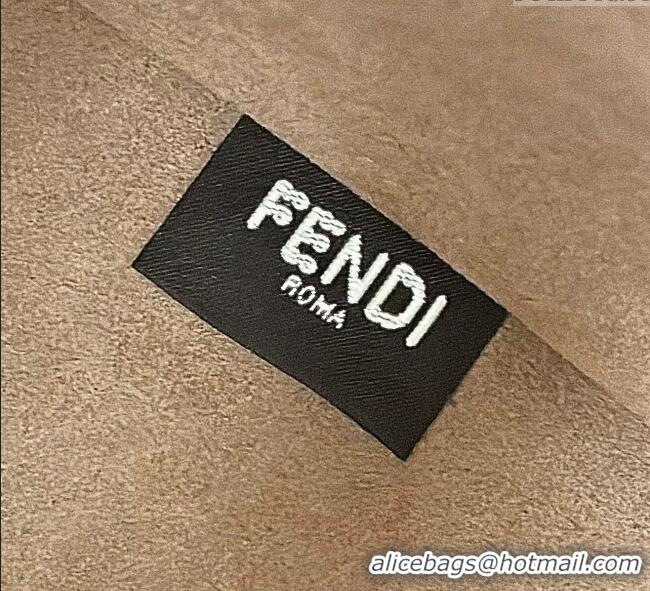 Top Design Fendi Sunshine Small Tote Bag in FF Leather 8618 Brown 2025
