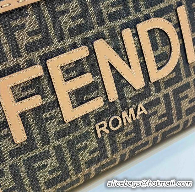 Luxurious Fendi Sunshine Small Tote Bag in FF jacquard fabric 8618 Beige 2025