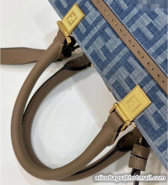 Top Grade Fendi Sunshine Small Tote Bag in FF 8618 Blue Denim 2025