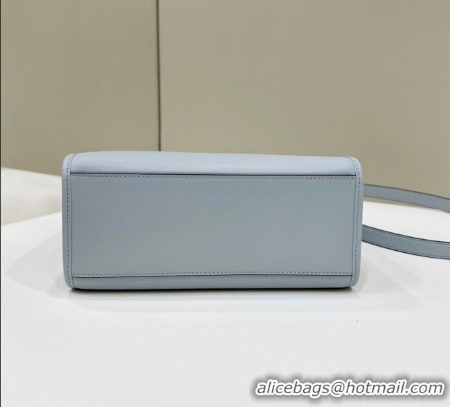 Top Quality Fendi Sunshine Small Tote Bag in Logo Calfskin Leather 8618 Light Blue 2025