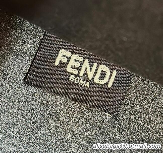 Luxury Cheap Fendi Sunshine Small Tote Bag in Logo Calfskin Leather 8618 Black 2025
