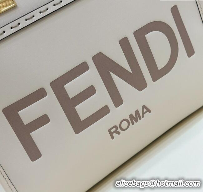 Classic Specials Fendi Sunshine Small Tote Bag in Logo Calfskin Leather 8618 White 2025