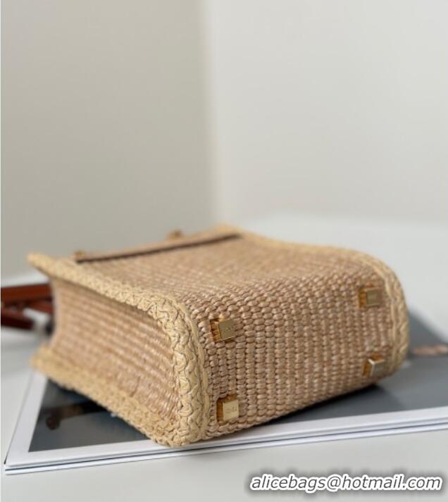 Good Product Fendi Sunshine Shopper Mini Bag in Raffia Straw 8621S Brown 2025