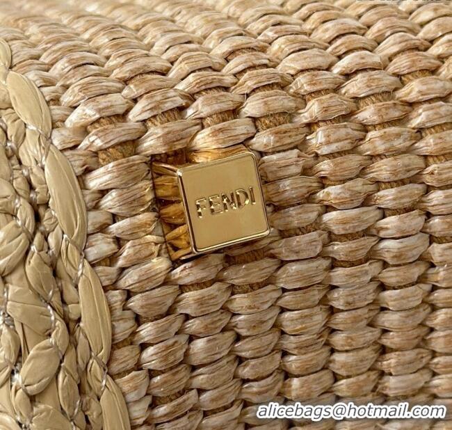 Good Product Fendi Sunshine Shopper Mini Bag in Raffia Straw 8621S Brown 2025
