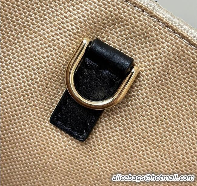 Top Design Fendi Sunshine Shopper Medium Bag in Raffia Straw 8621L Black 2025