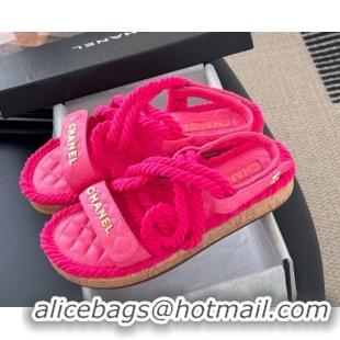 Grade Quality Chanel Quilted Calfskin & Cord Sandals Pink 2025 CH061013