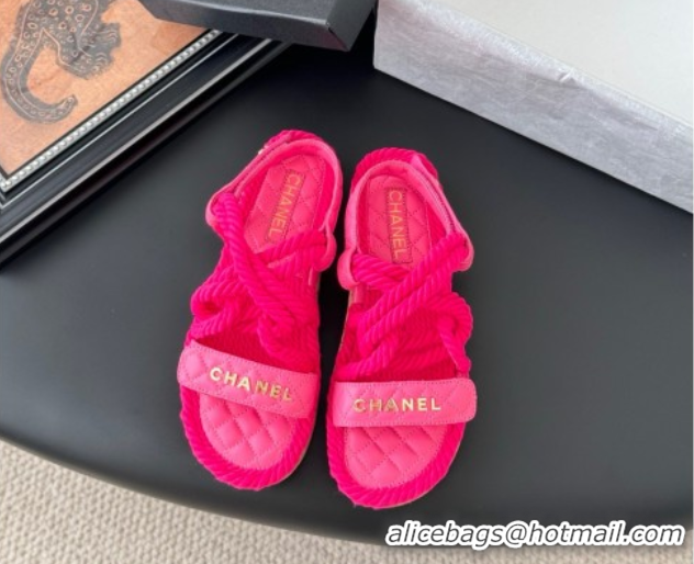 Grade Quality Chanel Quilted Calfskin & Cord Sandals Pink 2025 CH061013