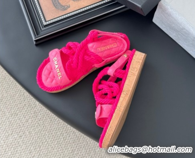 Grade Quality Chanel Quilted Calfskin & Cord Sandals Pink 2025 CH061013