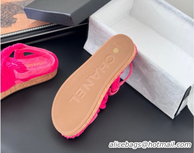 Grade Quality Chanel Quilted Calfskin & Cord Sandals Pink 2025 CH061013