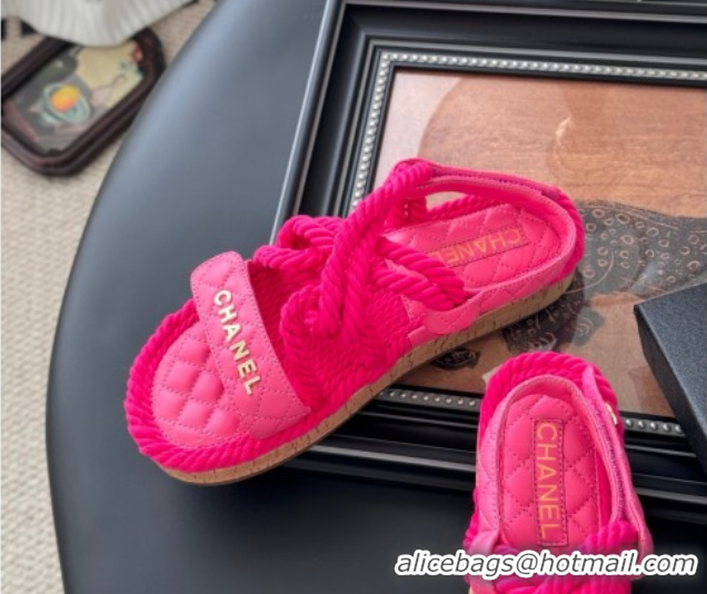 Grade Quality Chanel Quilted Calfskin & Cord Sandals Pink 2025 CH061013