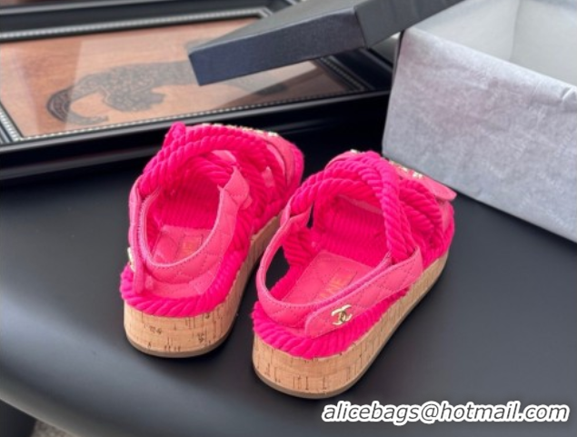 Grade Quality Chanel Quilted Calfskin & Cord Sandals Pink 2025 CH061013