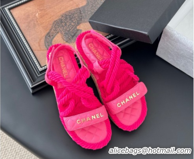 Grade Quality Chanel Quilted Calfskin & Cord Sandals Pink 2025 CH061013