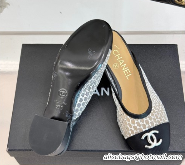 Crafted Chanel Mesh Heel Mules Black 2025 CH061014