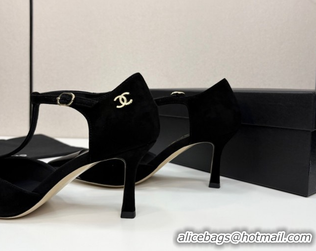Most Popular Chanel Suede & Patent Leather T Pumps Black 2025 CH061018