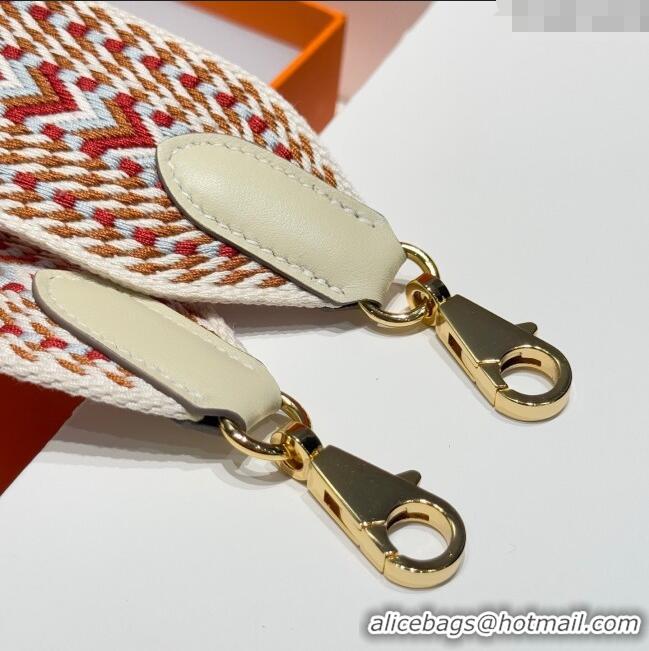 Good Taste Hermes Canvas Bag Strap 5x85cm H1037 White/Red/Gold 2025