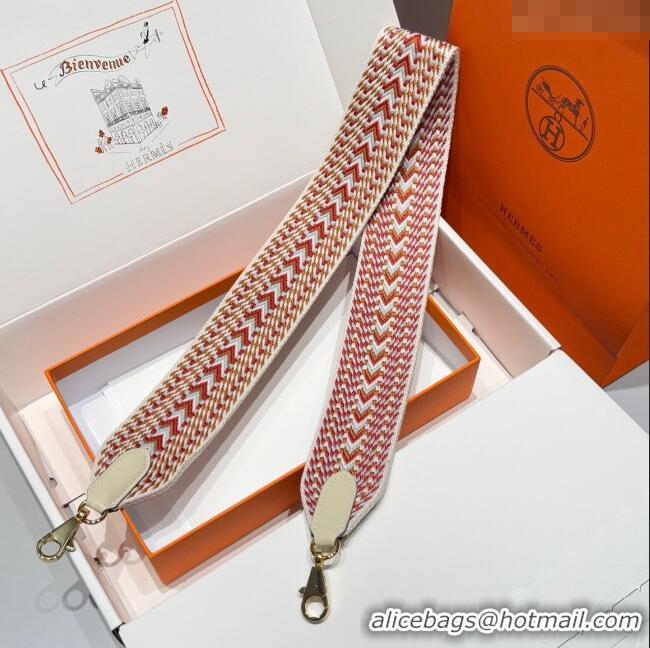 Good Taste Hermes Canvas Bag Strap 5x85cm H1037 White/Red/Gold 2025
