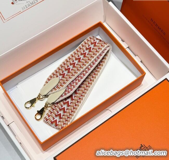 Good Taste Hermes Canvas Bag Strap 5x85cm H1037 White/Red/Gold 2025