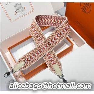 Luxury Cheap Hermes Canvas Bag Strap 5x85cm H1037 White/Red/Silver 2025