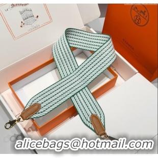 Good Taste Hermes Canvas Bag Strap 5x85cm H1037 Green/White/Gold 2025