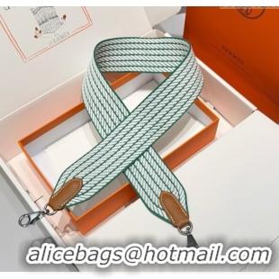 Well Crafted Hermes Canvas Bag Strap 5x85cm H1037 Green/White/Silver 2025