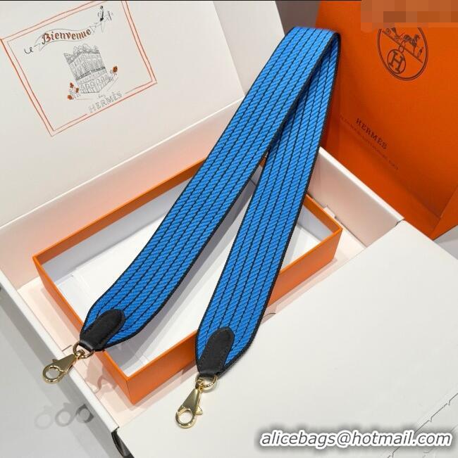 Luxury Discount Hermes Canvas Bag Strap 5x85cm H1037 Sky Blue/Gold 2025