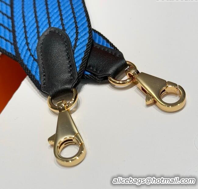 Luxury Discount Hermes Canvas Bag Strap 5x85cm H1037 Sky Blue/Gold 2025