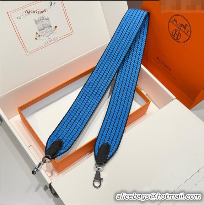 Unique Style Hermes Canvas Bag Strap 5x85cm H1037 Sky Blue/Silver 2025