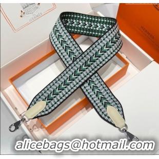 Fashion Discount Hermes Canvas Bag Strap 5x85cm H1037 Green/Grey/Silver 2025