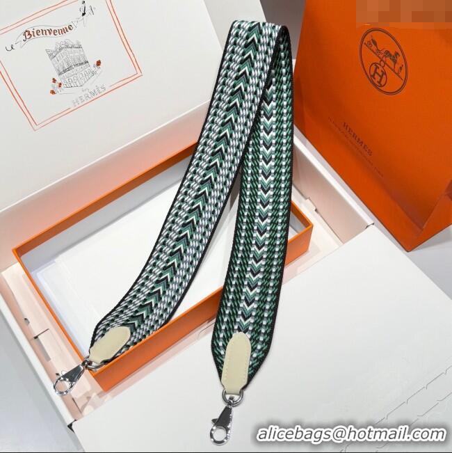 Fashion Discount Hermes Canvas Bag Strap 5x85cm H1037 Green/Grey/Silver 2025