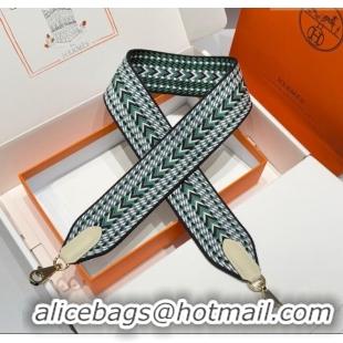 Cheap Price Hermes Canvas Bag Strap 5x85cm H1037 Green/Grey/Gold 2025